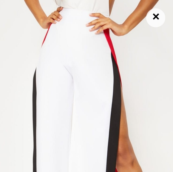 PrettyLittleThing Pants - NWT PrettyLittleThing White Split Leg Pants sz 12